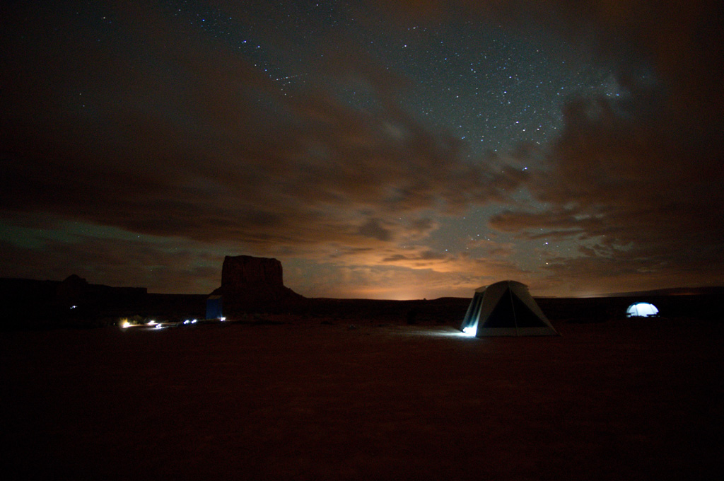 Monument Valley campground at night